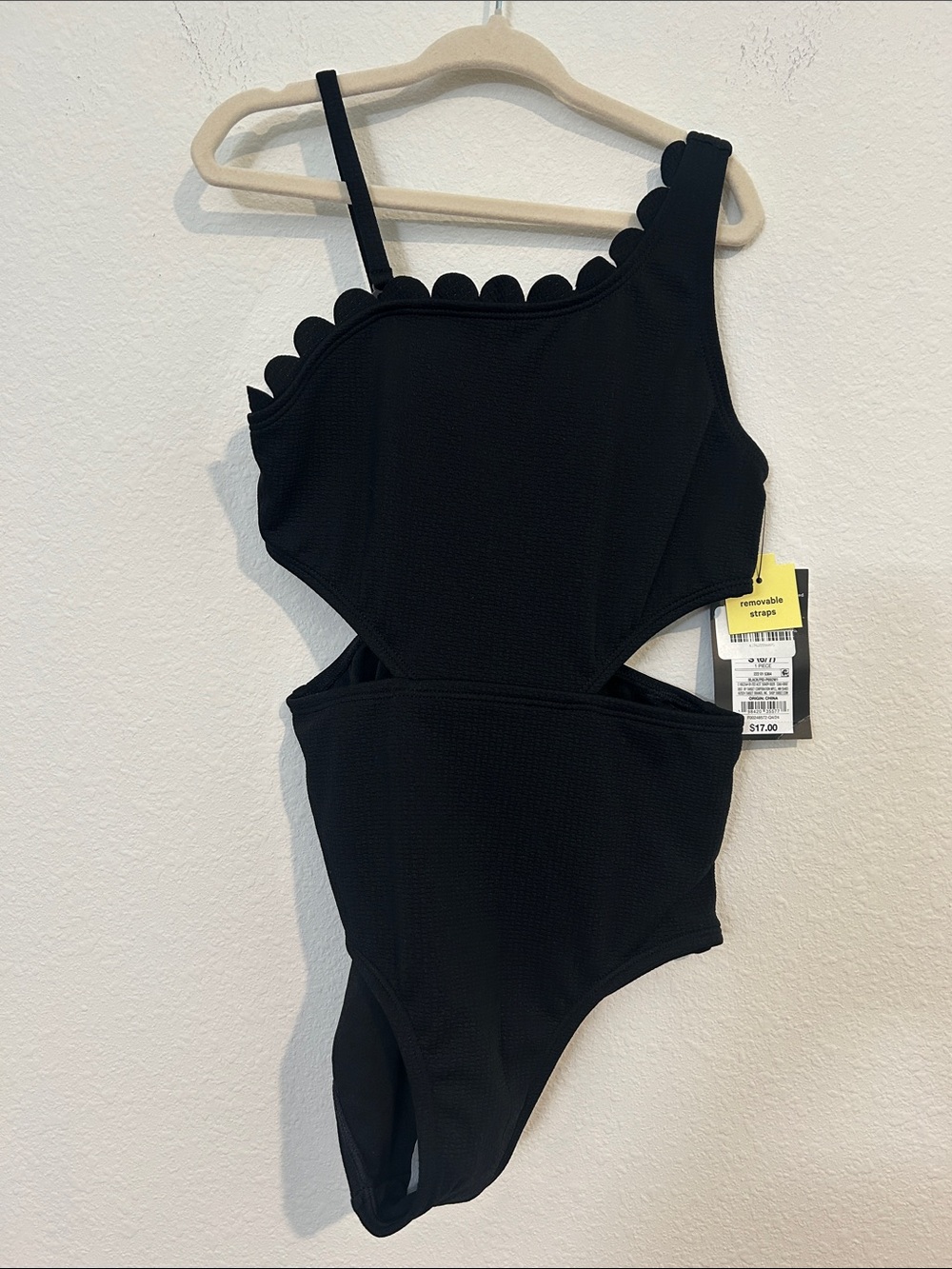 art class Black Girls' One-Piece Swimsuit with Scallop Trim